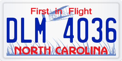 NC license plate DLM4036