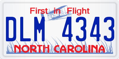 NC license plate DLM4343