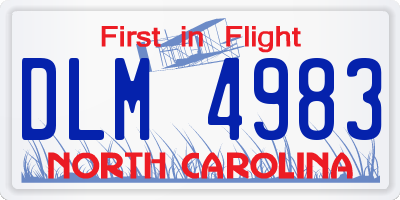 NC license plate DLM4983