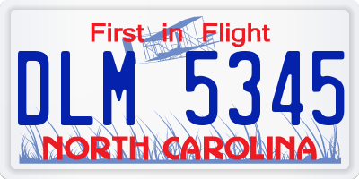 NC license plate DLM5345