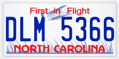 NC license plate DLM5366