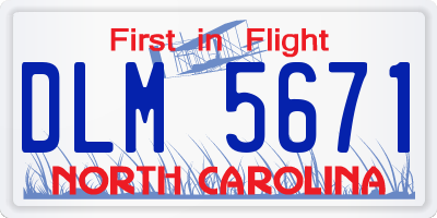 NC license plate DLM5671