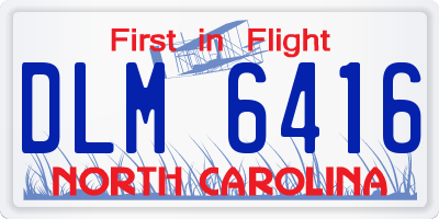 NC license plate DLM6416