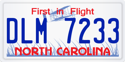 NC license plate DLM7233