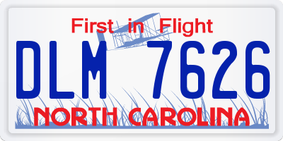 NC license plate DLM7626