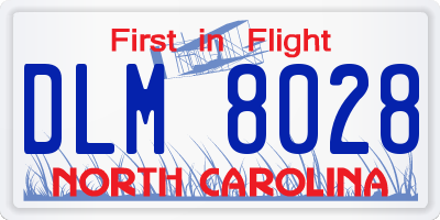 NC license plate DLM8028