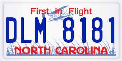 NC license plate DLM8181