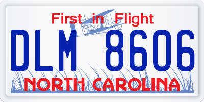 NC license plate DLM8606