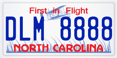 NC license plate DLM8888
