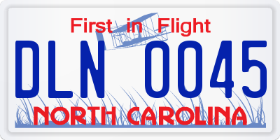 NC license plate DLN0045
