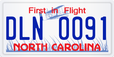 NC license plate DLN0091