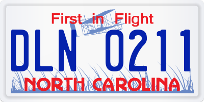 NC license plate DLN0211