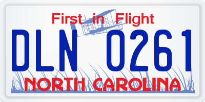 NC license plate DLN0261