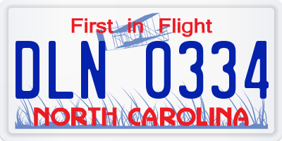 NC license plate DLN0334