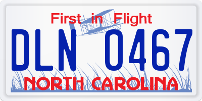 NC license plate DLN0467