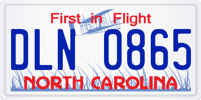 NC license plate DLN0865