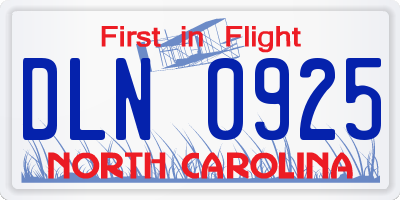 NC license plate DLN0925