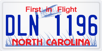 NC license plate DLN1196