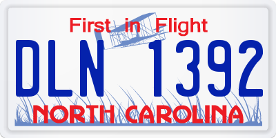 NC license plate DLN1392