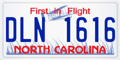 NC license plate DLN1616