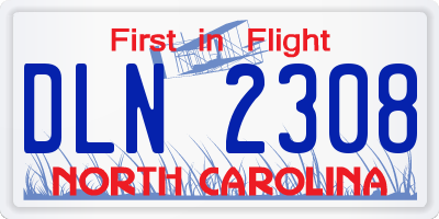 NC license plate DLN2308