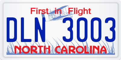 NC license plate DLN3003