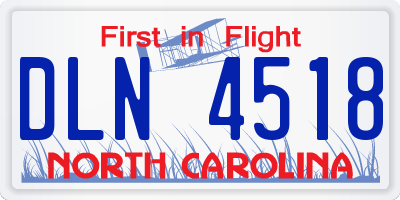 NC license plate DLN4518