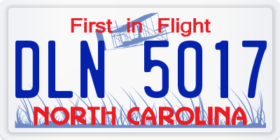 NC license plate DLN5017