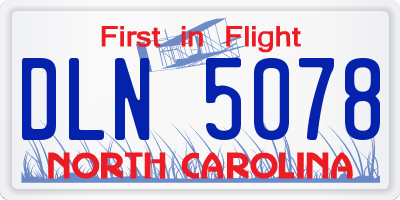 NC license plate DLN5078