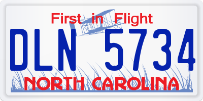 NC license plate DLN5734