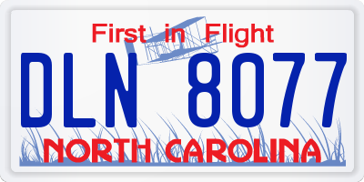 NC license plate DLN8077