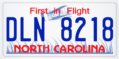NC license plate DLN8218