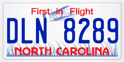 NC license plate DLN8289