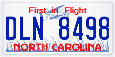 NC license plate DLN8498