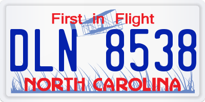NC license plate DLN8538