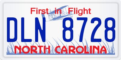 NC license plate DLN8728