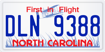 NC license plate DLN9388