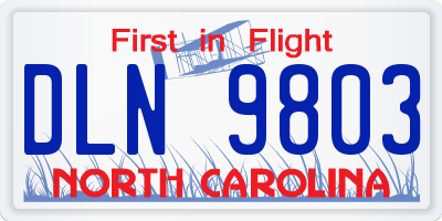 NC license plate DLN9803