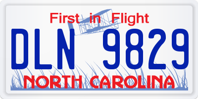 NC license plate DLN9829