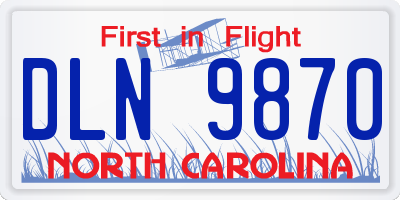 NC license plate DLN9870