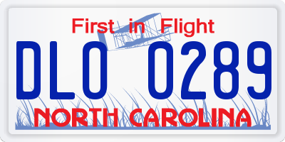 NC license plate DLO0289