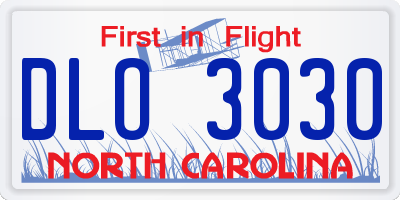 NC license plate DLO3030
