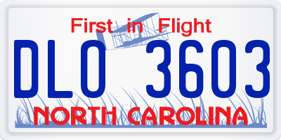 NC license plate DLO3603