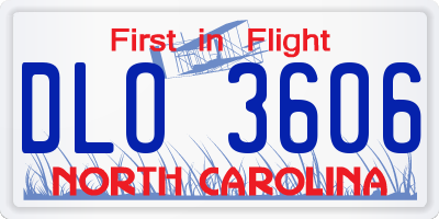 NC license plate DLO3606