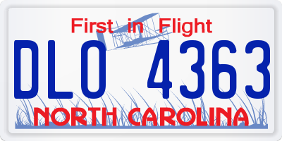 NC license plate DLO4363