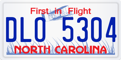 NC license plate DLO5304