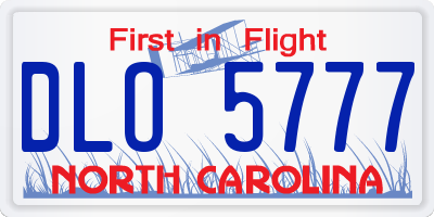 NC license plate DLO5777