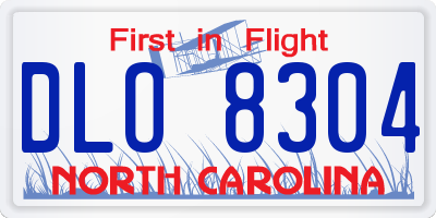 NC license plate DLO8304