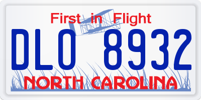 NC license plate DLO8932