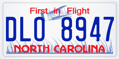 NC license plate DLO8947